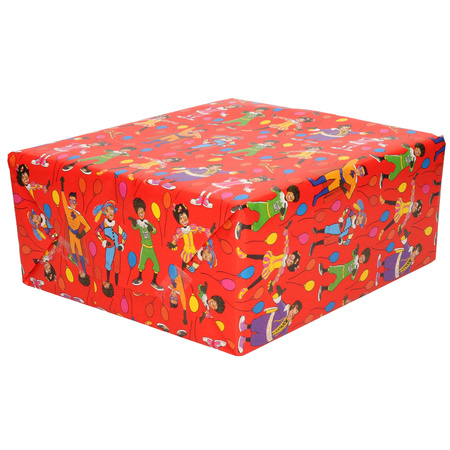 10x XL Inpakpapier/cadeaupapier Sinterklaas print gekleurd 2,5 x 0,7 meter 70 gram luxe kwaliteit
