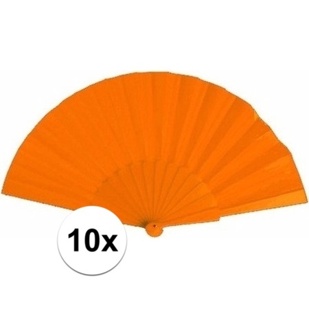 10x Zomerse waaiers oranje 23 cm