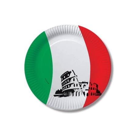10x stuks Italiaanse vlag thema feest bordjes van 23 cm