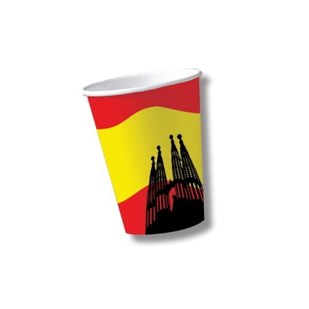 10x Spain flag disposable cups 200 ml