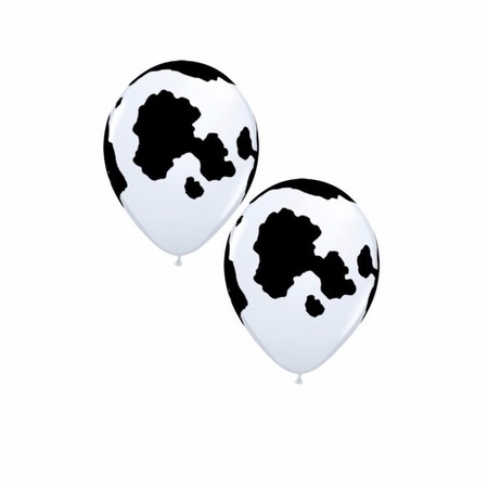 12 ballonnen met koeien vlekken 28 cm