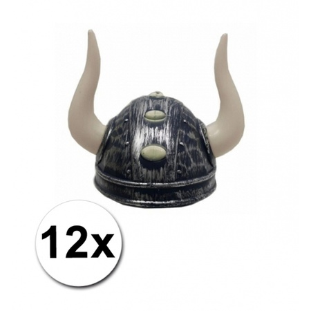 12 silver viking helmest with horns