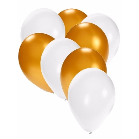 Witte en gouden feest ballonnen 120x stuks