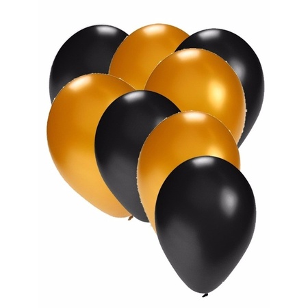 Zwarte en gouden ballonnen 120x stuks