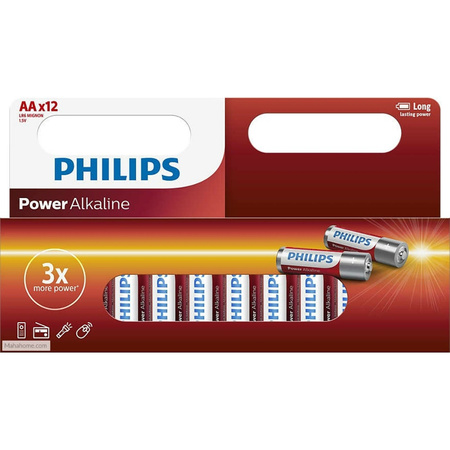 Set van 12 Philips AA batterijen LR6 1.5 V