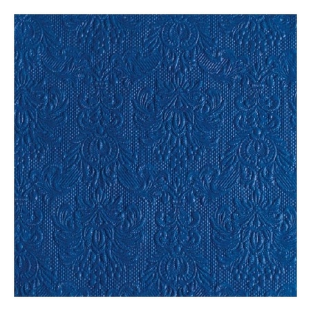 15 stuks servetten blauw met decoratie 3-laags