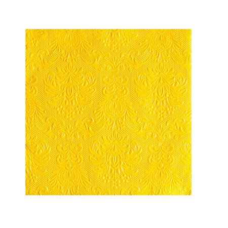 15x Servetten geel met decoratie / barok stijl 3-laags 33 x 33 cm