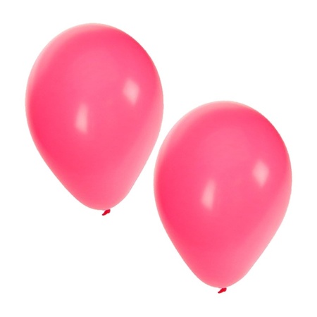 Decoratie roze 15 ballonnen met 2 vlaggenlijnen