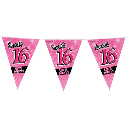 Sweet 16/Sixteen party deco set flags and balloons