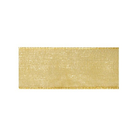 1x Gouden organzalint rollen 1,5 cm x 10 meter cadeaulint/kadolint verpakkingsmateriaal