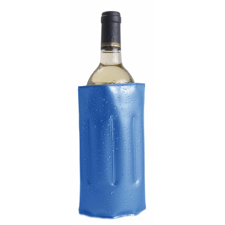 1x Wijnflessen/drankflessen koeler hoes blauw 34 x 18 cm