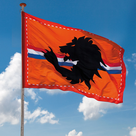 Oranje versiering buiten pakket 2x mega Holland vlag + 200 meter vlaggetjes