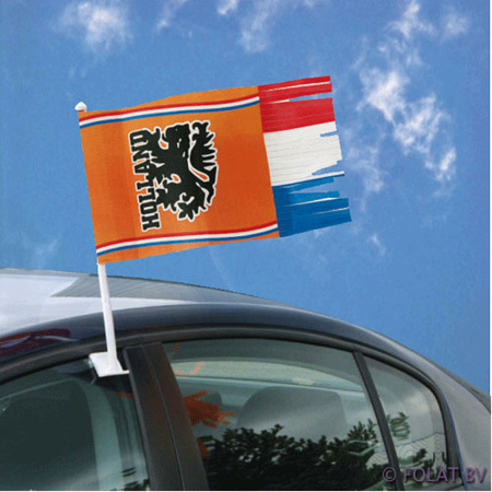 1x Autovlag voor de oranje / Holland voetbal supporter 30x35 cm