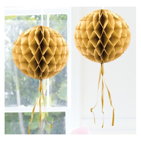 Tien vonnis Onderhandelen 1x stuks Honeycomb ballen/bollen goud 30 cm versieringen | Fun en Feest