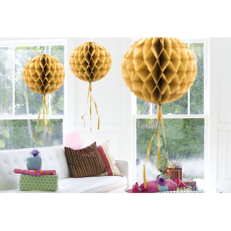 1x stuks Honeycomb ballen/bollen goud 30 cm versieringen