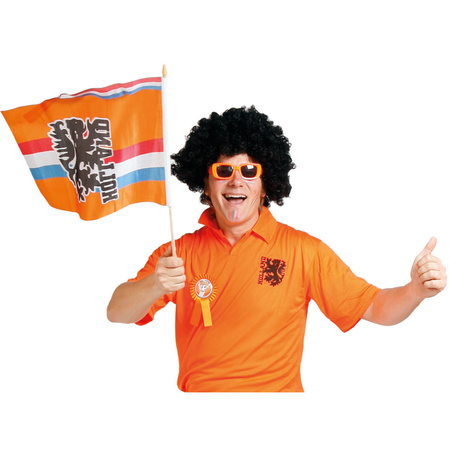 1x stuks Oranje Holland zwaaivlag Nederlands wapen