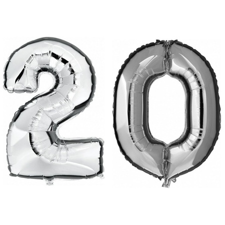 20 jaar leeftijd helium/folie ballonnen zilver feestversiering