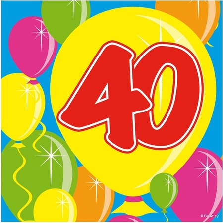20x Veertig/40 jaar feest servetten Balloons 25 x 25 cm verjaardag/jubileum