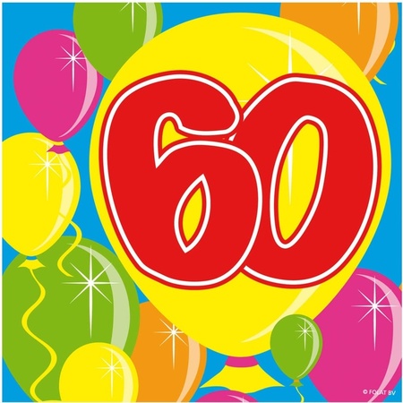 20x Zestig/60 jaar feest servetten Balloons 25 x 25 cm verjaardag/jubileum