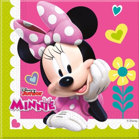20x Minnie Mouse feest servetten 33 x 33 cm kinderverjaardag