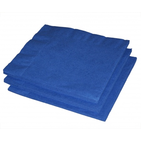 20x stuks papieren feest servetten blauw 33 x 33 cm