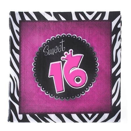 Sweet Sixteen thema verjaardag feestartikelen pakket voor 16x personen