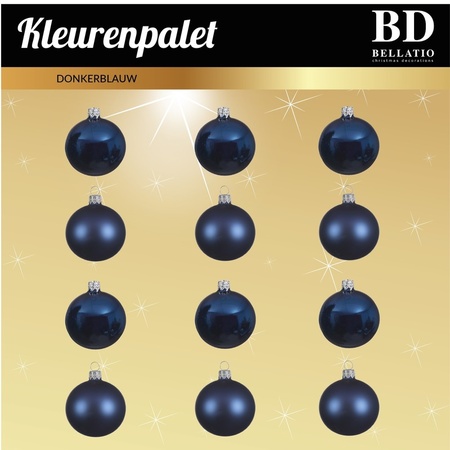 Donkerblauwe Kerstversiering Kerstballen 24-delig 6 cm