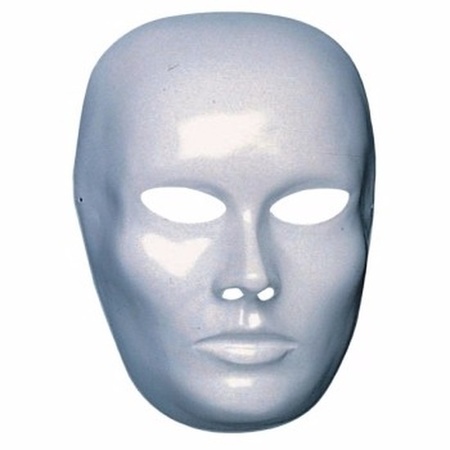 24 white masks of a male face