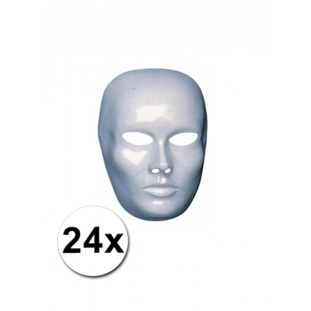 24 white masks of a male face