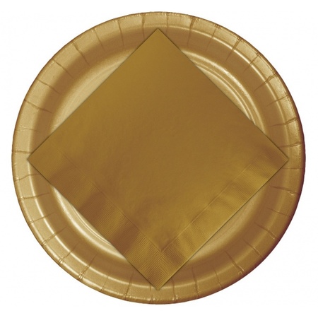 24x Gouden wegwerp bordjes van karton 23 cm