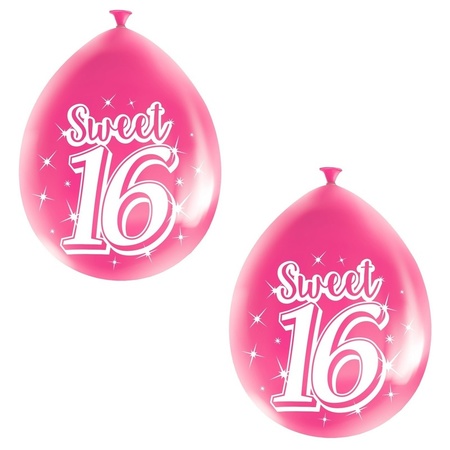 24x Leeftijd ballonnen 16 jaar roze feestversiering