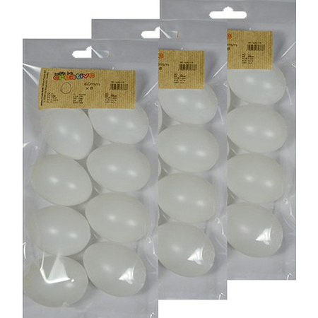 24x Plastic eitjes wit 6 cm decoratie/versiering