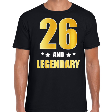 26 and legendary verjaardag cadeau shirt / kleding 26 jaar zwart met goud voor heren