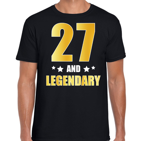 27 and legendary verjaardag cadeau shirt / kleding 27 jaar zwart met goud voor heren