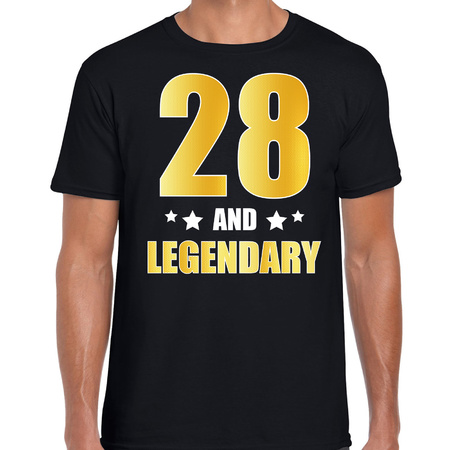 28 and legendary verjaardag cadeau shirt / kleding 28 jaar zwart met goud voor heren
