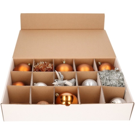 2x Kerstversiering opbergen doos met deksel voor 10 cm Kerstballen