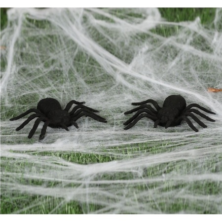 2x Fake spiders 10 cm Halloween decoration