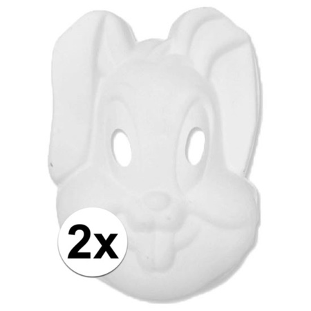 2x White paper mask rabbit