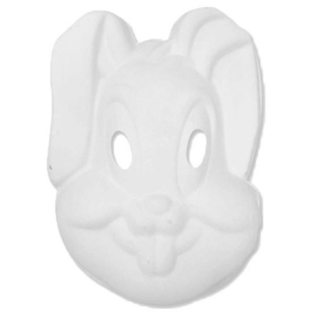 Basic wit konijnen/hazen masker 2 stuks