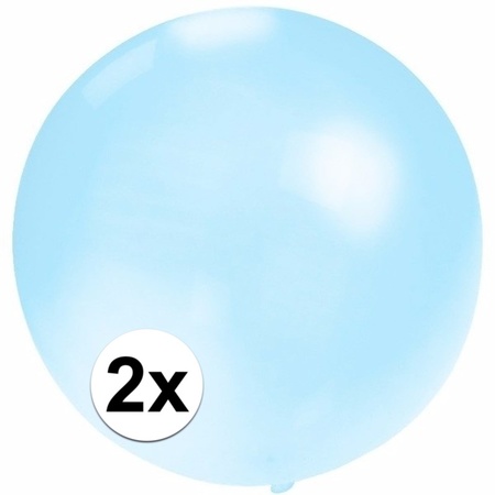 2x Feest mega ballonnen baby blauw 60 cm