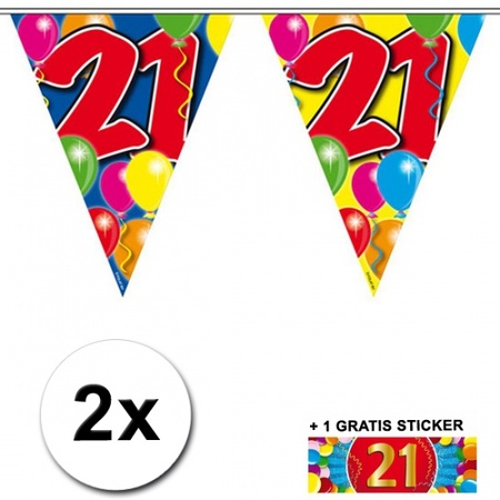 21 jaar vlaggenlijnen 2x met gratis sticker
