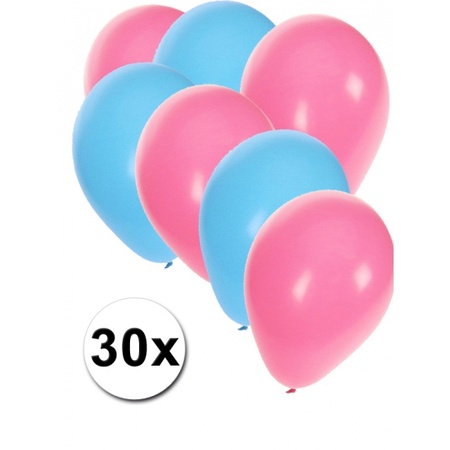 Lichtblauwe en lichtroze ballonnen 30 stuks