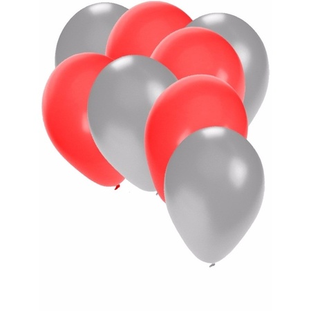Zilveren en rode ballonnen 30 stuks