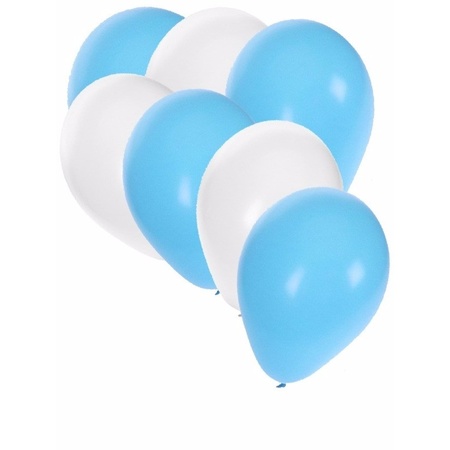 30x Lichtblauwe en witte ballonnen