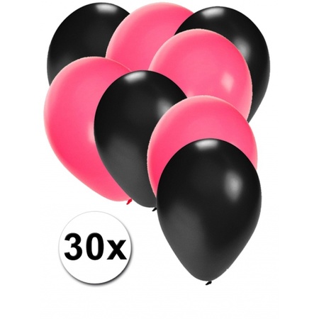 Sweet 16 zwarte en roze ballonnen 30 stuks
