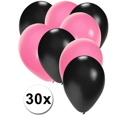 Zwarte en lichtroze ballonnen 30 stuks