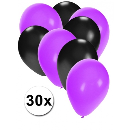 Zwarte en paarse ballonnen 30 stuks