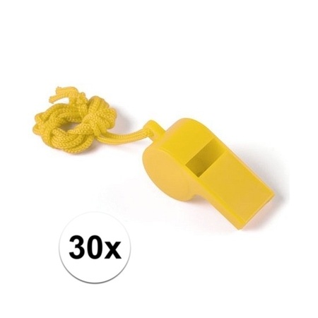 30x Voordelig plastic fluitje geel