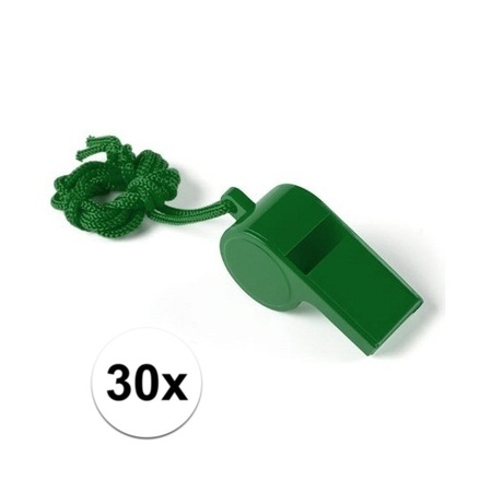 30x Green whistle on cord