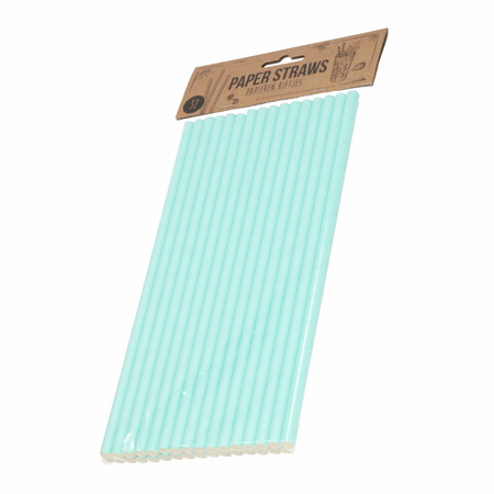 32x Paper straws blue 24 cm